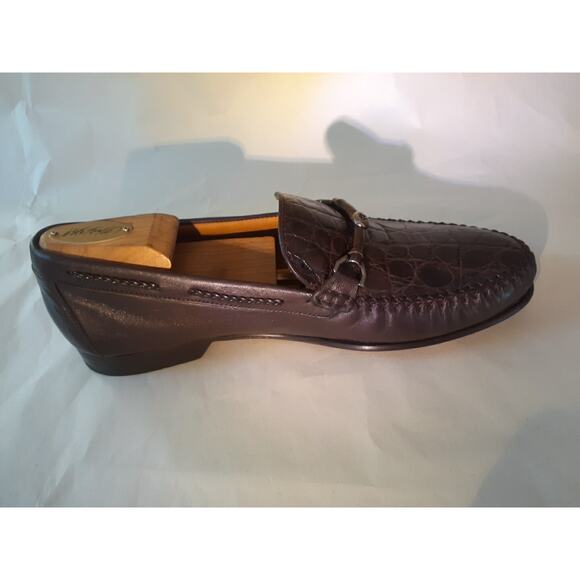 Mezlan Men\'s Loafers 8.5 M Brown Crocodile Leather Hors Bit Logo Slip On Shoes main image 7